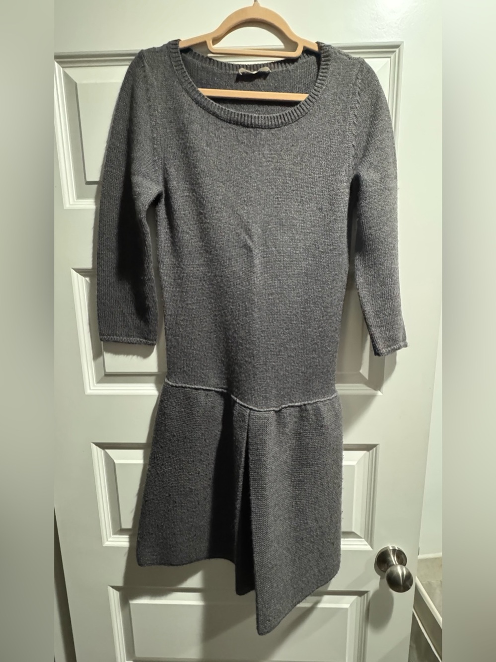 Stefanel Gray Long-Sleeve Knit Drop-Waist Dress in M-L